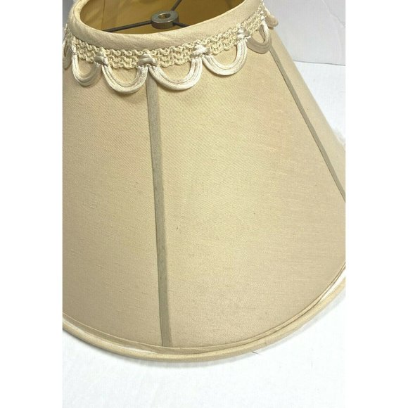 Vintage Quoizel 1950s 1960s Silk Lampshade Rare Tan Beige Empire Large Intricate - Picture 3 of 8